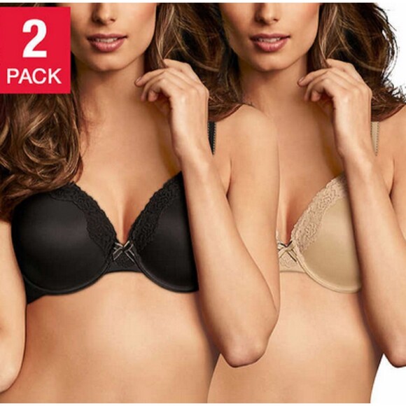 NWOT Maidenform Ladies' Comfort Devotion Bra (2 Pack) Black & Nude 36C - Picture 1 of 1